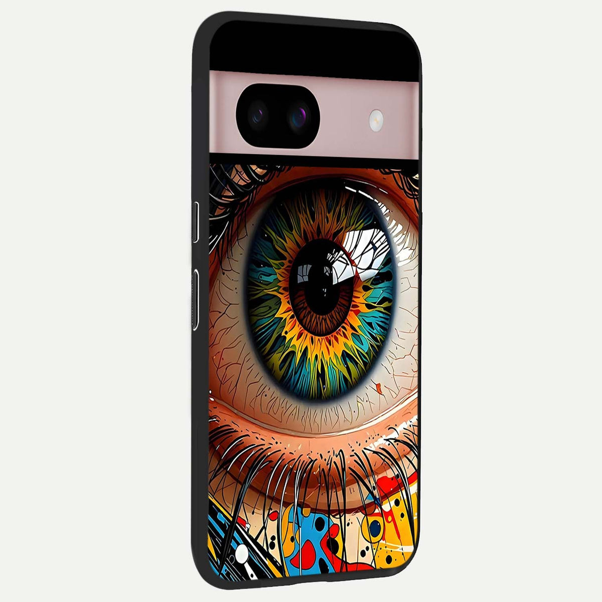  Colorful Eye back cover For Google Pixel 8 slim fit glass case with vibrant aesthetic design