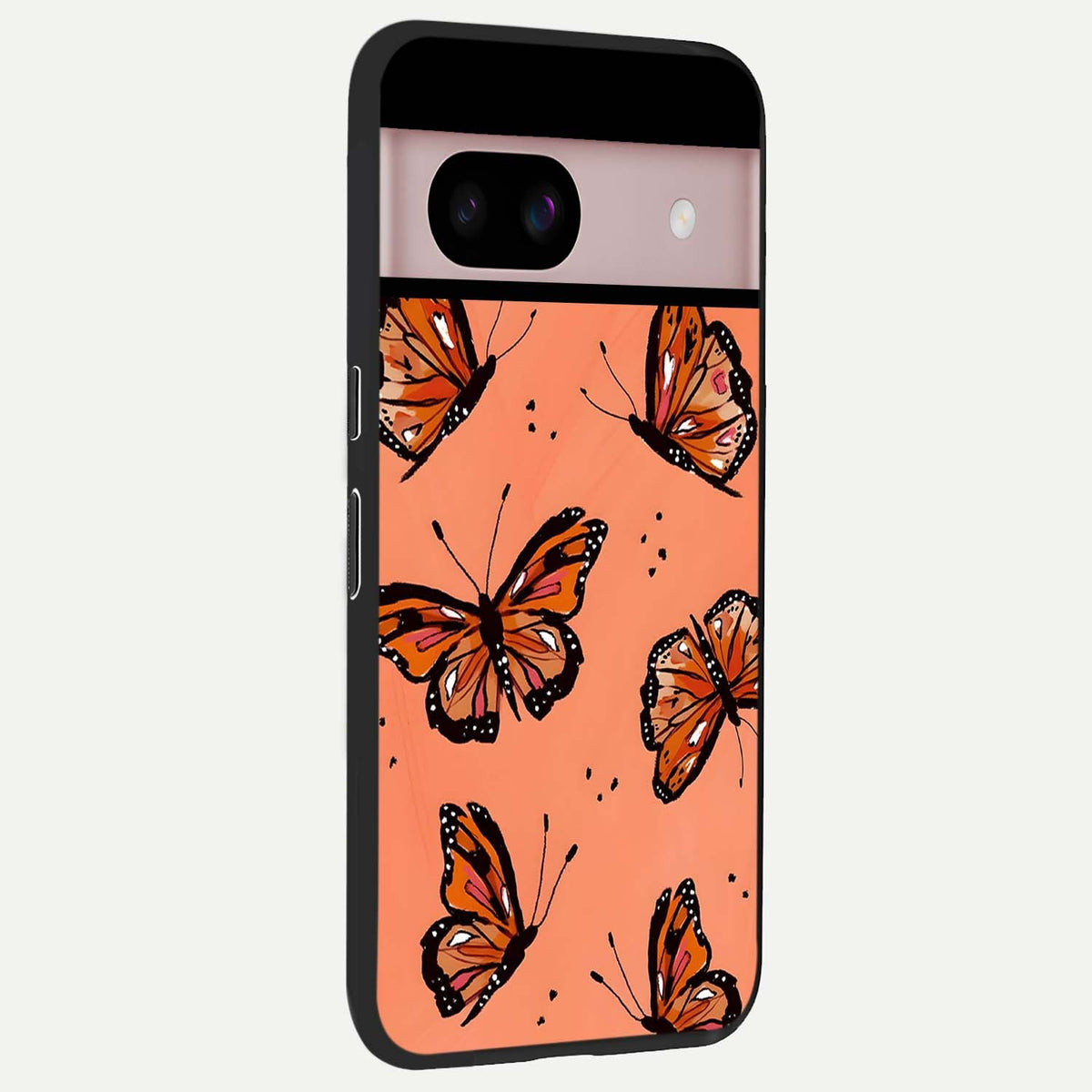  Coral Wing Butterfly back cover For Google Pixel 8 slim fit glass case with vibrant aesthetic design