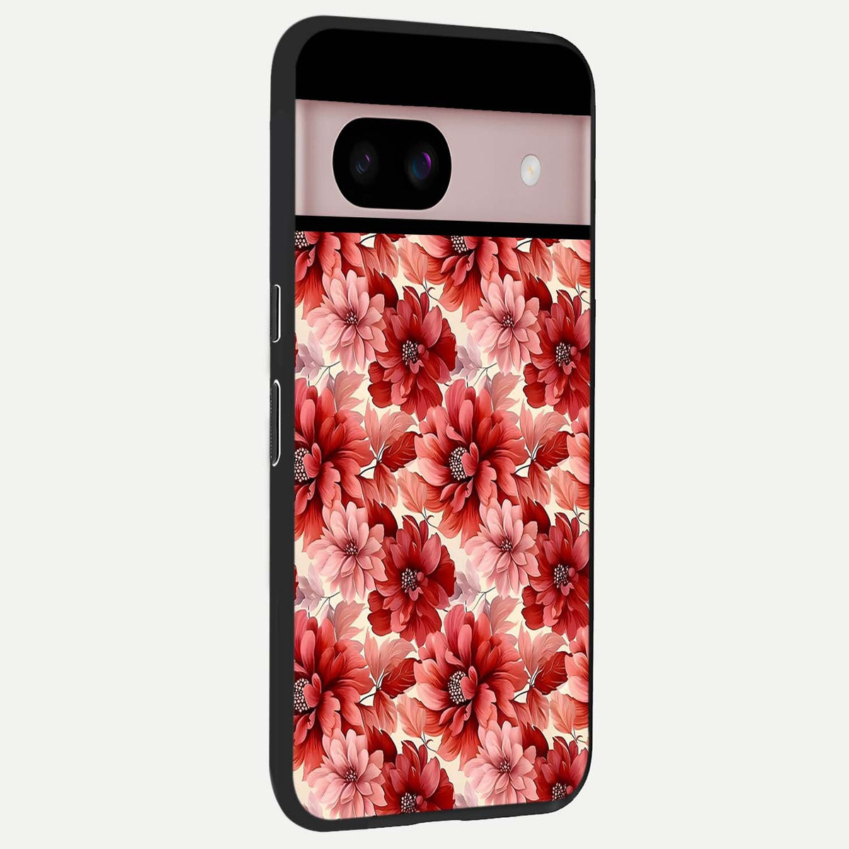  Crimson Love Petals back cover For Google Pixel 8 slim fit glass case with vibrant aesthetic design