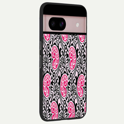  Crimson Paisley Charm back cover For Google Pixel 8 slim fit glass case with vibrant aesthetic design