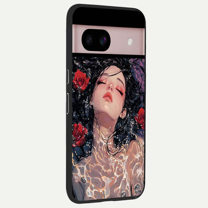  Crimson Rose Serenity back cover For Google Pixel 8 slim fit glass case with vibrant aesthetic design