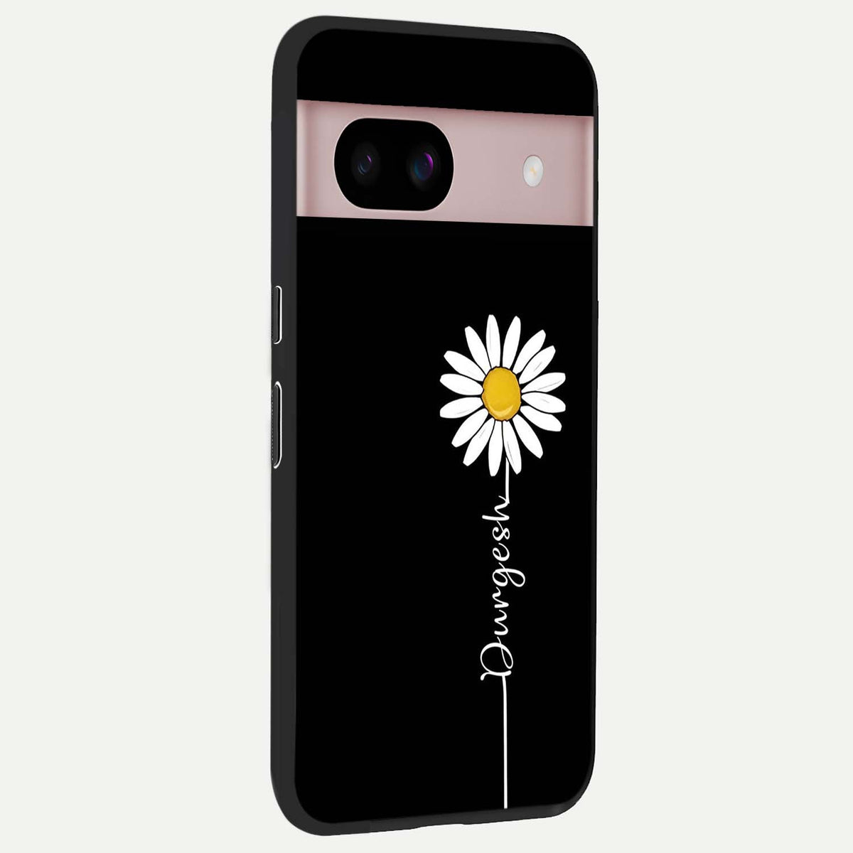  Custom Name White Flower back cover For Google Pixel 8 slim fit glass case with vibrant aesthetic design