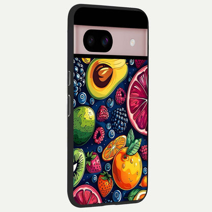  Cute Fruits Art back cover For Google Pixel 8 slim fit glass case with vibrant aesthetic design