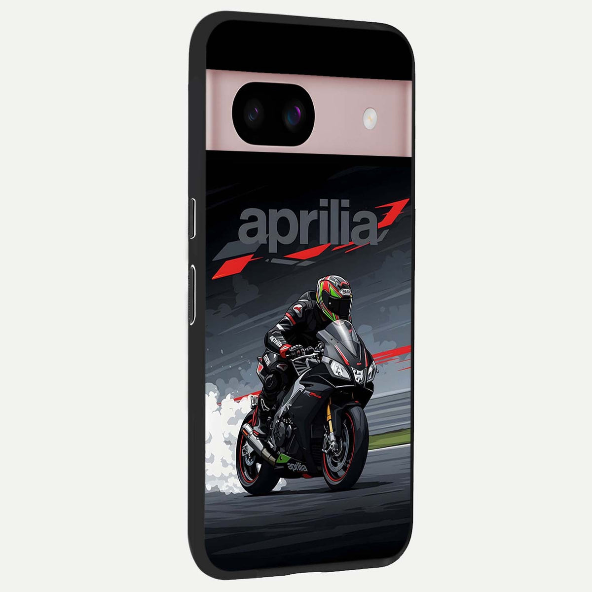 Dark Aprilla back cover For Google Pixel 8 slim fit glass case with vibrant aesthetic design