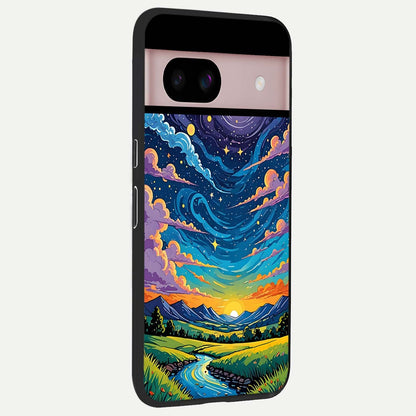  Dreamy Night Landscape back cover For Google Pixel 8 slim fit glass case with vibrant aesthetic design