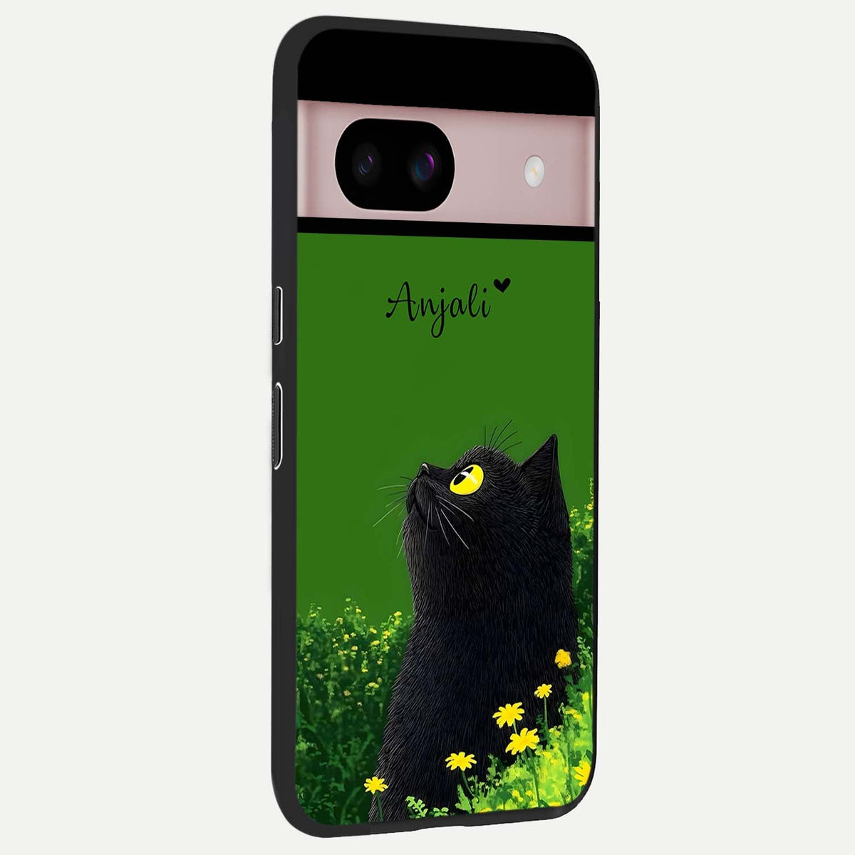  Emerald Cat Custom Name back cover For Google Pixel 8 slim fit glass case with vibrant aesthetic design