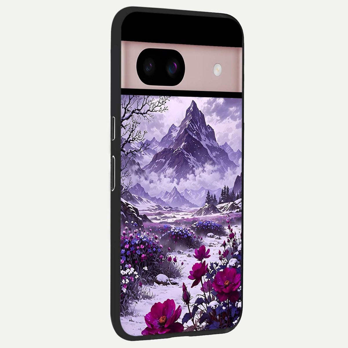  Flower Mountain View back cover For Google Pixel 8 slim fit glass case with vibrant aesthetic design