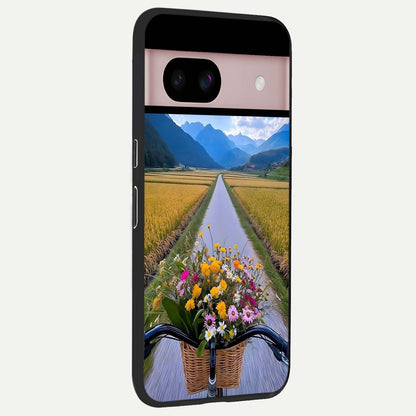  Golden Field Journey back cover For Google Pixel 8 slim fit glass case with vibrant aesthetic design