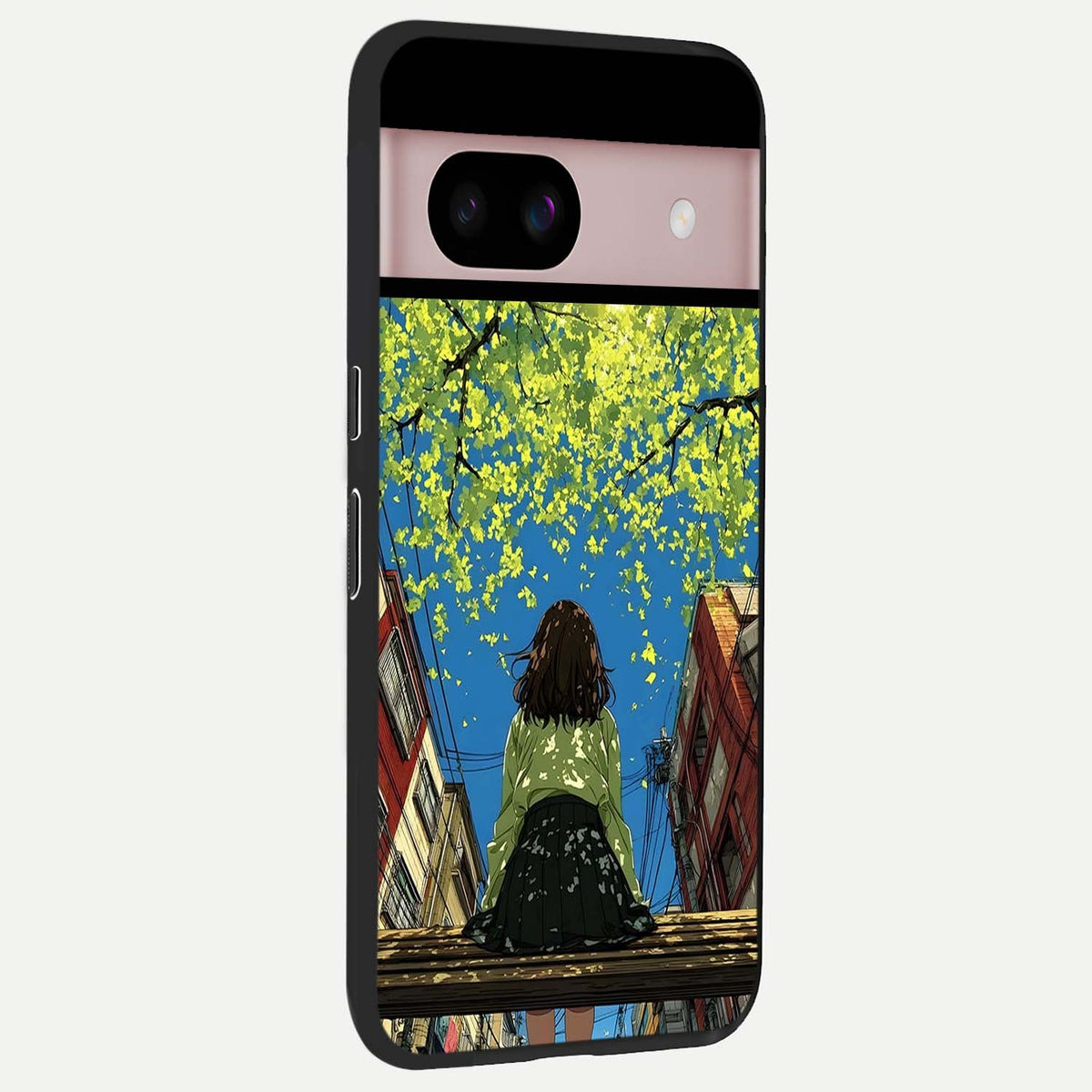  Golden Leaves Glow back cover For Google Pixel 8 slim fit glass case with vibrant aesthetic design