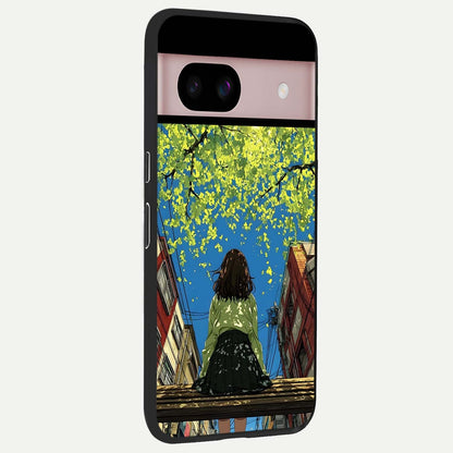  Golden Leaves Glow back cover For Google Pixel 8 slim fit glass case with vibrant aesthetic design