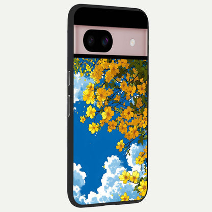  Golden Petal Sky back cover For Google Pixel 8 slim fit glass case with vibrant aesthetic design
