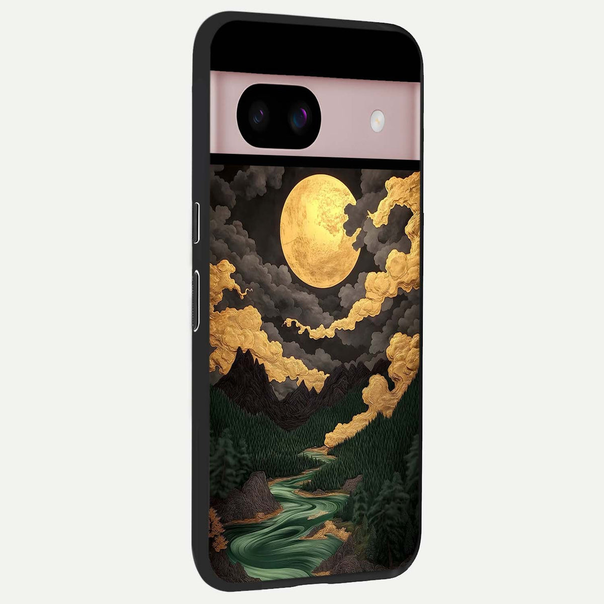  Golden River Moon back cover For Google Pixel 8 slim fit glass case with vibrant aesthetic design