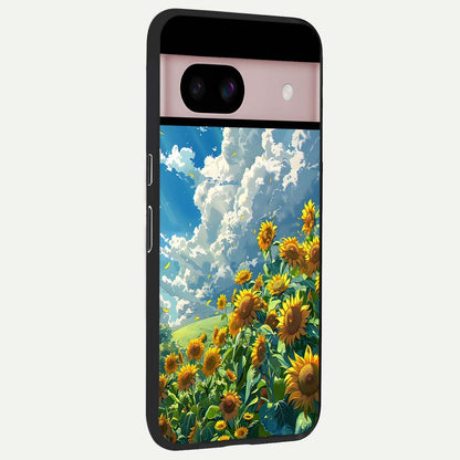  Golden Sun Glory back cover For Google Pixel 8 slim fit glass case with vibrant aesthetic design