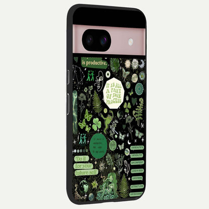  Green Mandala Pattern back cover For Google Pixel 8 slim fit glass case with vibrant aesthetic design