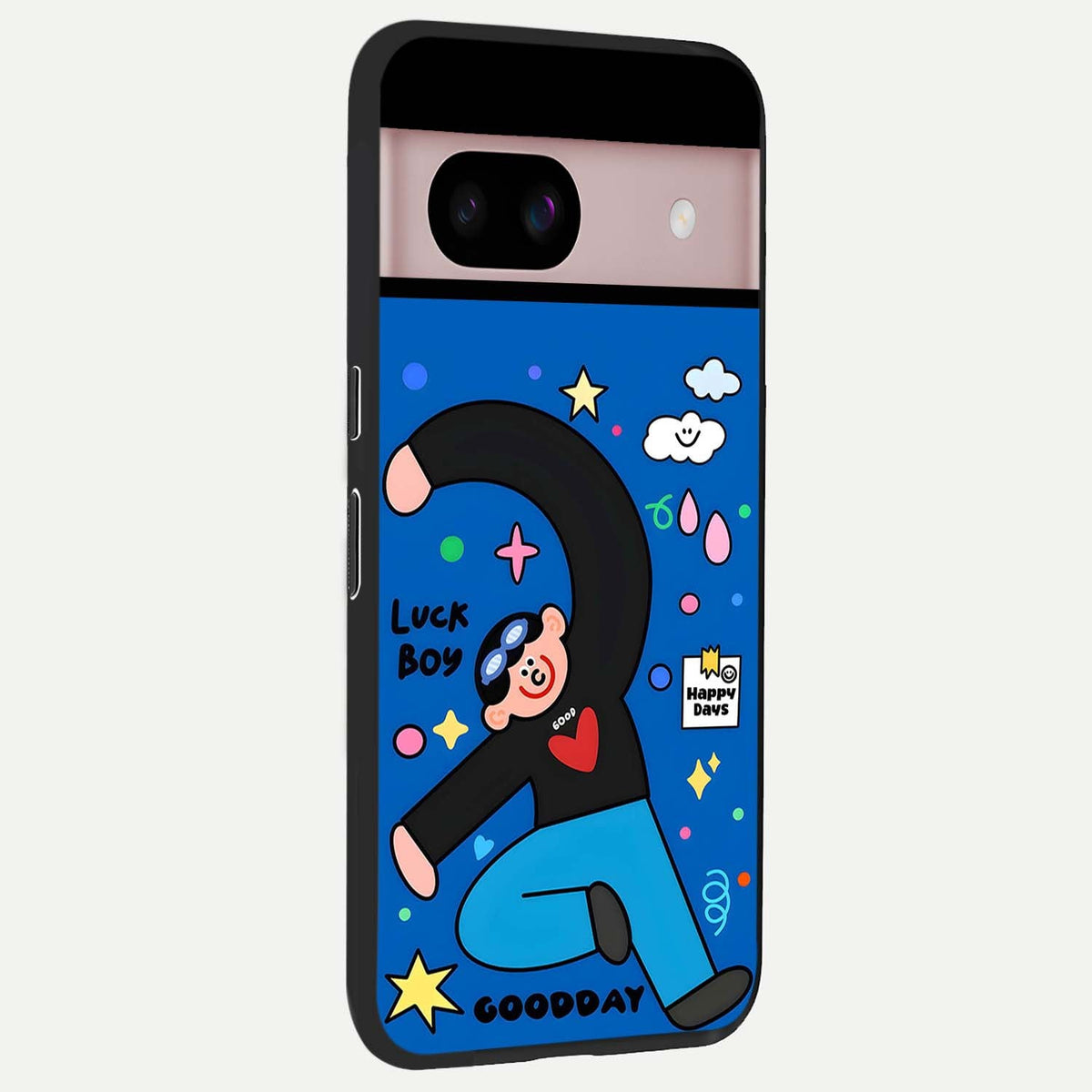  Happy Luck Vibe back cover For Google Pixel 8 slim fit glass case with vibrant aesthetic design