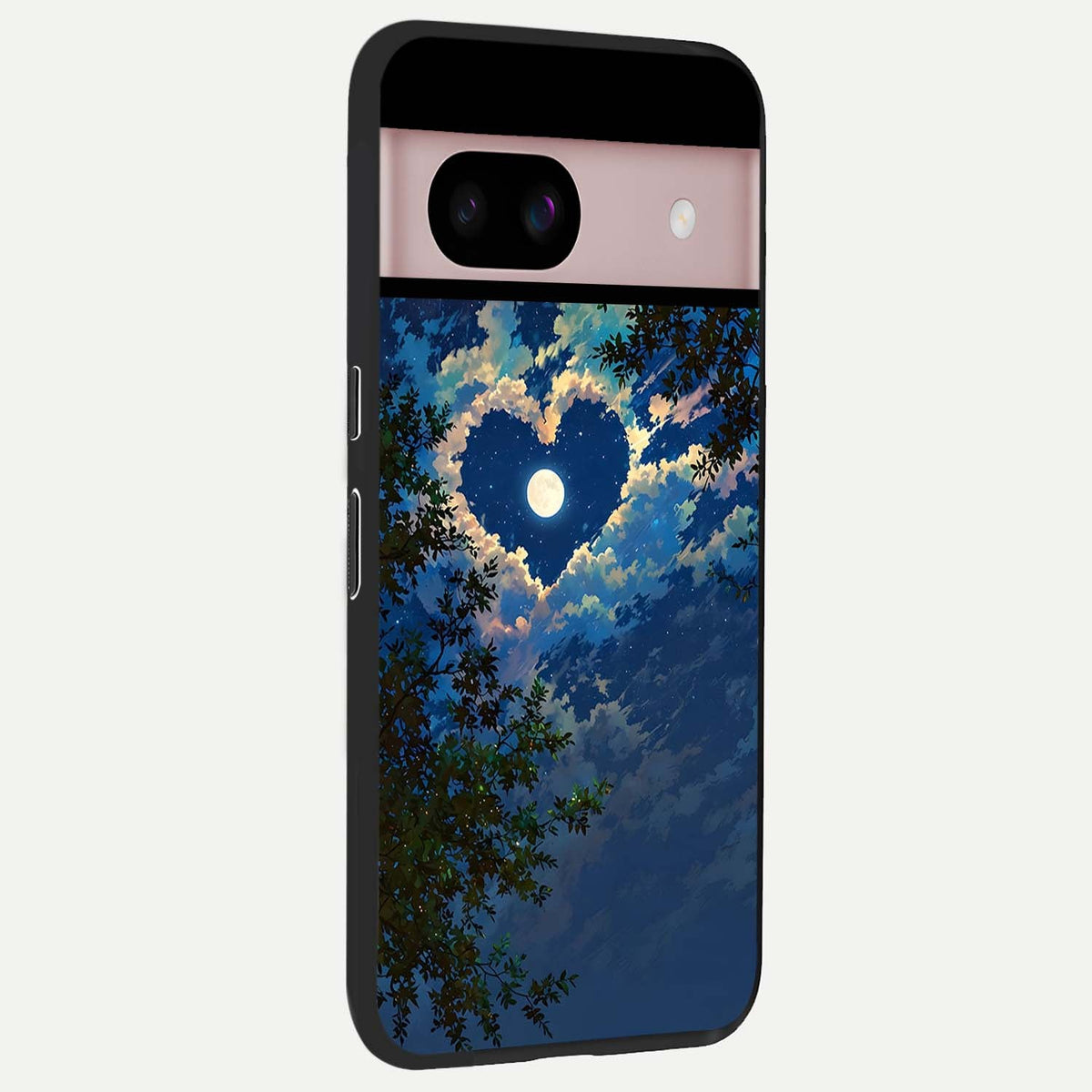 Heart With Moon Sky back cover For Google Pixel 8 slim fit glass case with vibrant aesthetic design