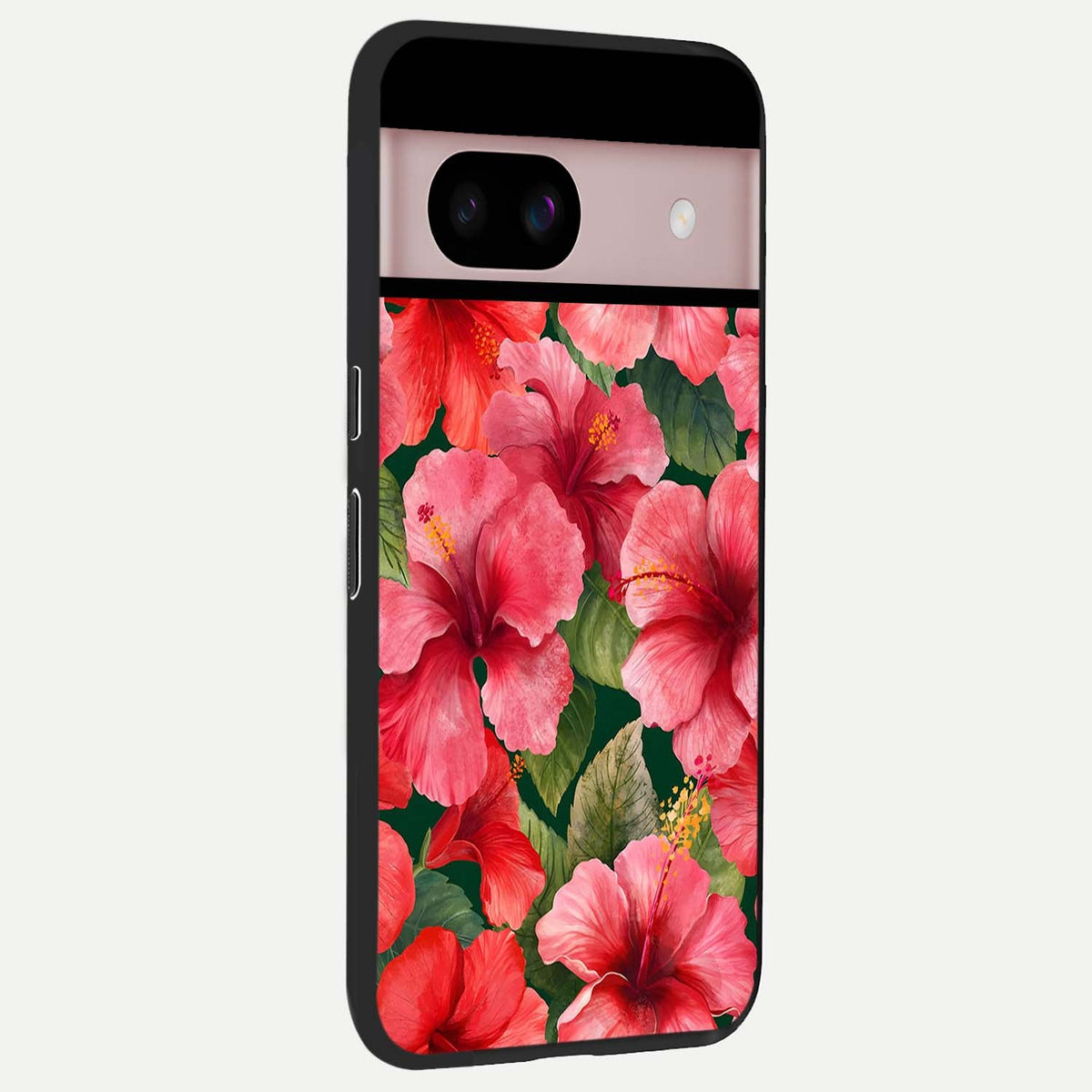  Hibiscus Pattern back cover For Google Pixel 8 slim fit glass case with vibrant aesthetic design