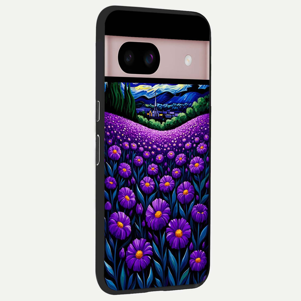  Lavender Moon Field back cover For Google Pixel 8 slim fit glass case with vibrant aesthetic design