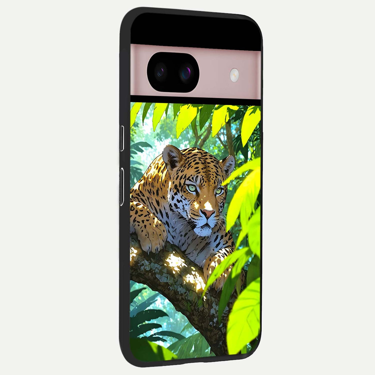  Leopard in Jungle back cover For Google Pixel 8 slim fit glass case with vibrant aesthetic design