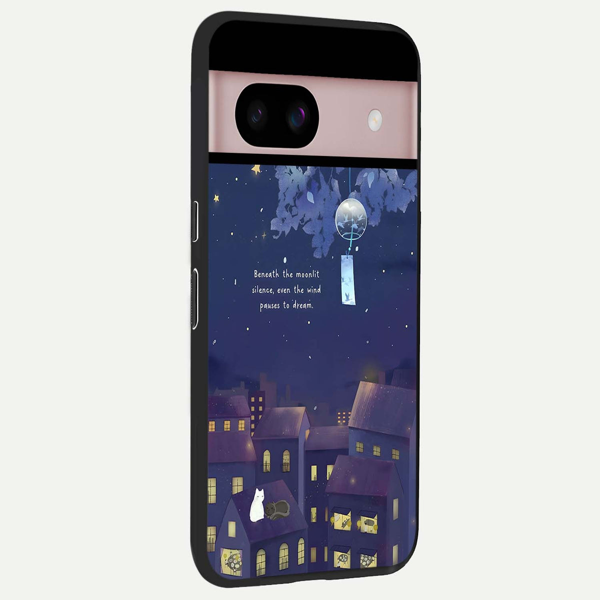  Moonlit Cat Silence back cover For Google Pixel 8 slim fit glass case with vibrant aesthetic design