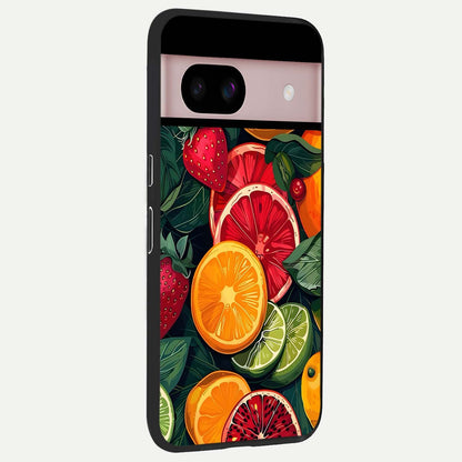  Multiple Fruits back cover For Google Pixel 8 slim fit glass case with vibrant aesthetic design