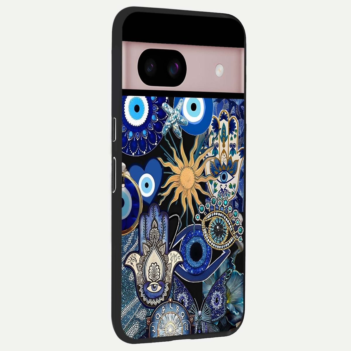  Mystic Blue Evil Eye back cover For Google Pixel 8 slim fit glass case with vibrant aesthetic design