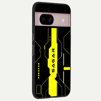  Neon CYBERPUNK Custom Name back cover For Google Pixel 8 slim fit glass case with vibrant aesthetic design