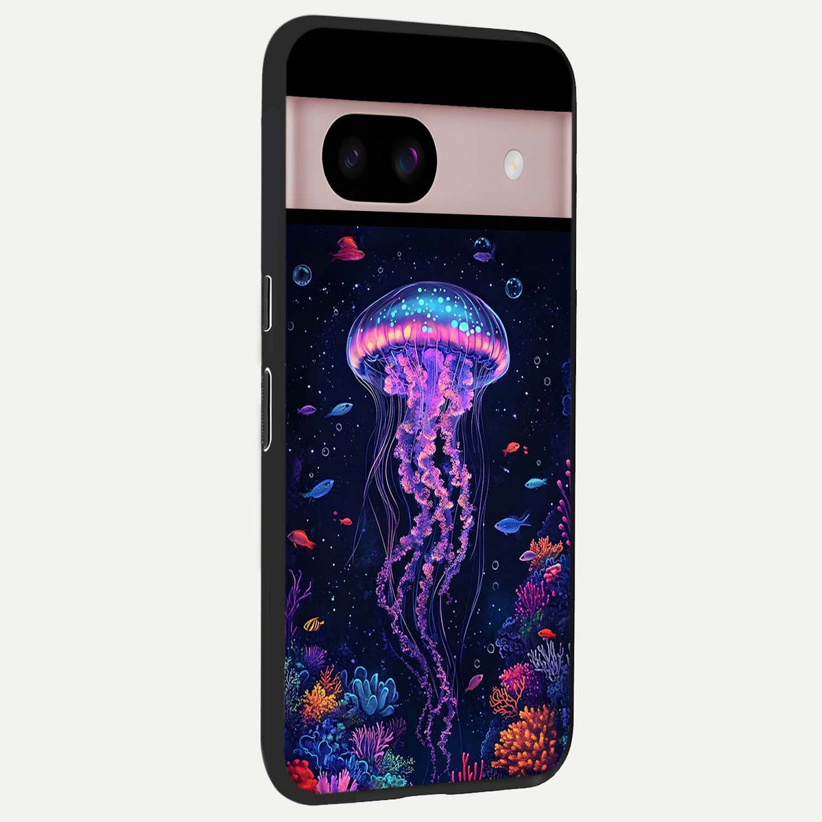  Neon Jellyfish back cover For Google Pixel 8 slim fit glass case with vibrant aesthetic design