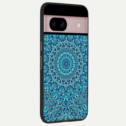  Ocean Bloom Mandala back cover For Google Pixel 8 slim fit glass case with vibrant aesthetic design