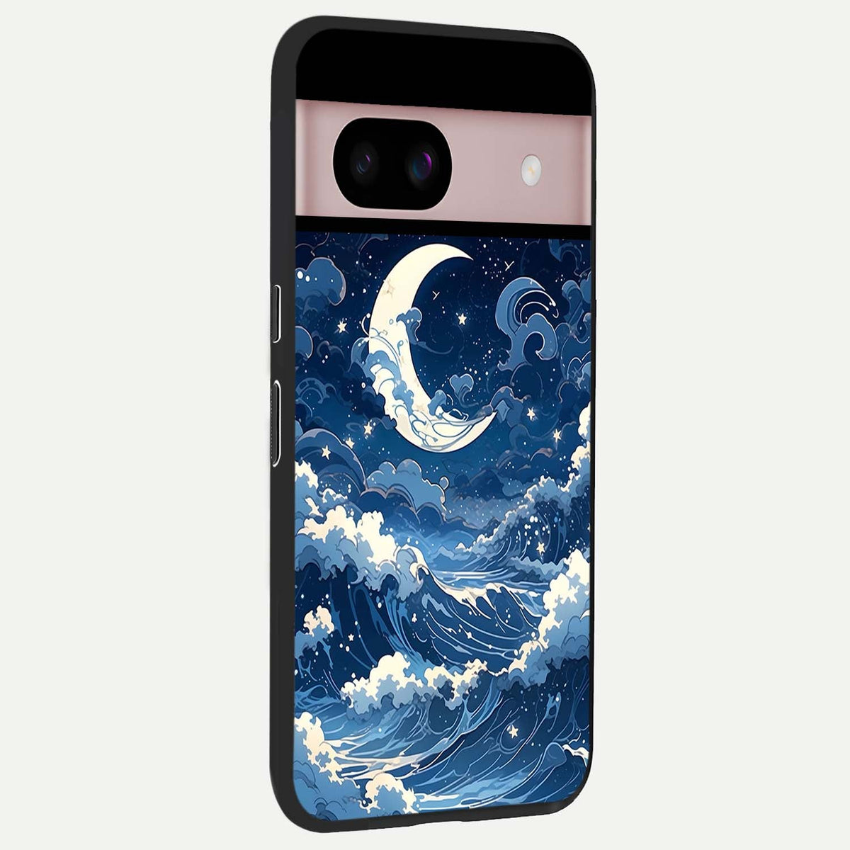 Ocean Moon Waves back cover For Google Pixel 8 slim fit glass case with vibrant aesthetic design
