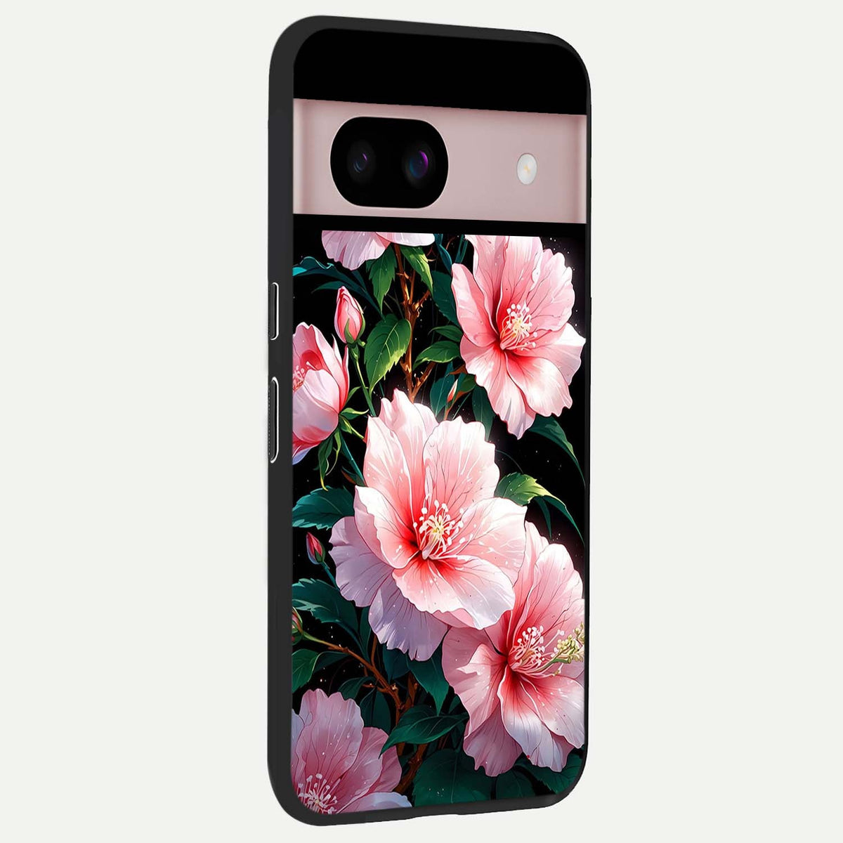  Peach Flower back cover For Google Pixel 8 slim fit glass case with vibrant aesthetic design