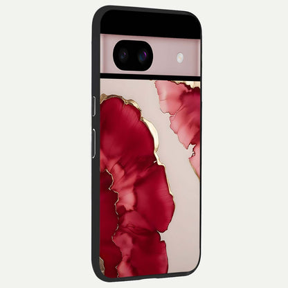  Pink And White Marble back cover For Google Pixel 8 slim fit glass case with vibrant aesthetic design