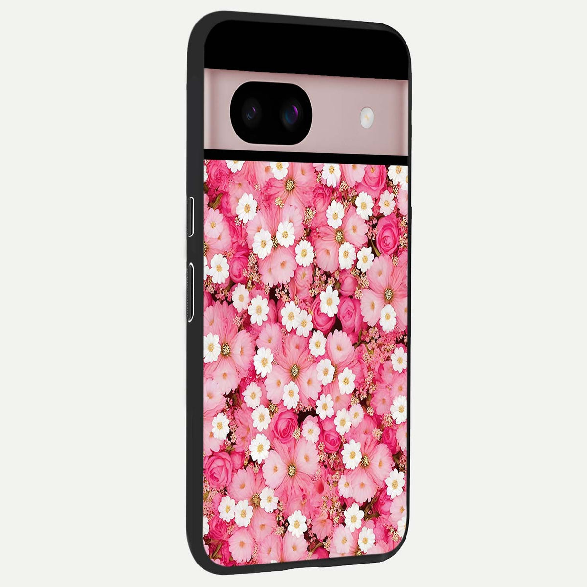  Pink Daisy Bliss back cover For Google Pixel 8 slim fit glass case with vibrant aesthetic design