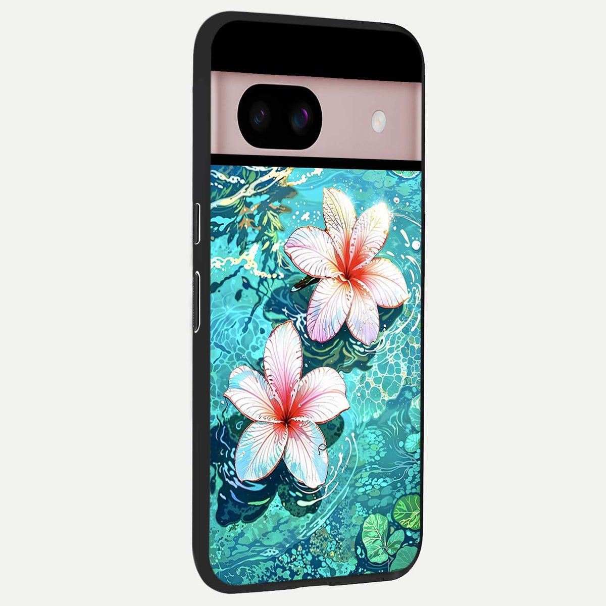  Pink Flowers in Water back cover For Google Pixel 8 slim fit glass case with vibrant aesthetic design