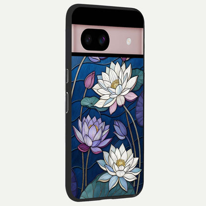  Purple Lotus Stained back cover For Google Pixel 8 slim fit glass case with vibrant aesthetic design