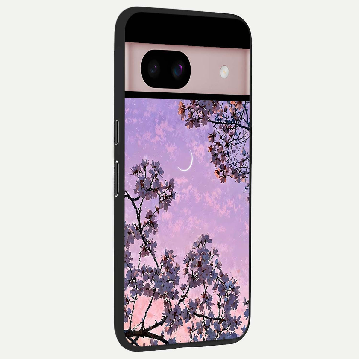  Purple Serenity Moon back cover For Google Pixel 8 slim fit glass case with vibrant aesthetic design