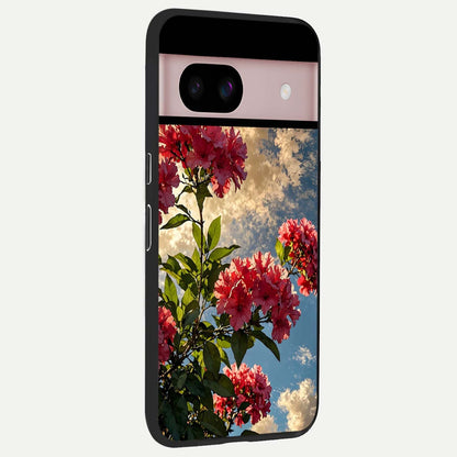  Red Bloom Skies back cover For Google Pixel 8 slim fit glass case with vibrant aesthetic design