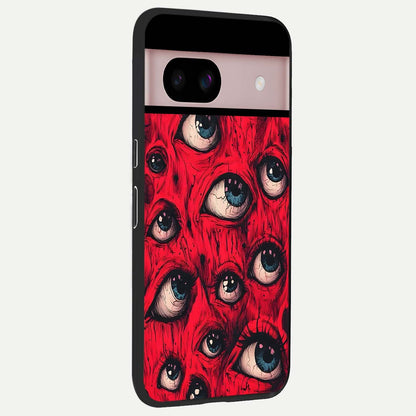  Red Eyes Pattern back cover For Google Pixel 8 slim fit glass case with vibrant aesthetic design