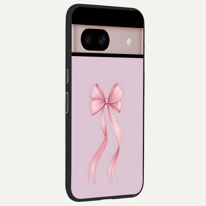  Soft Blush Bow back cover For Google Pixel 8 slim fit glass case with vibrant aesthetic design
