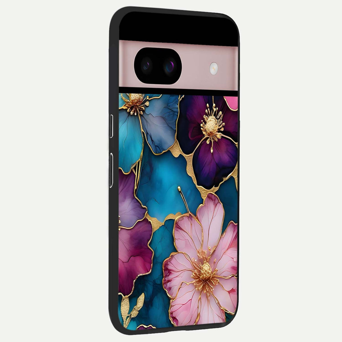  Sparkle Floral back cover For Google Pixel 8 slim fit glass case with vibrant aesthetic design