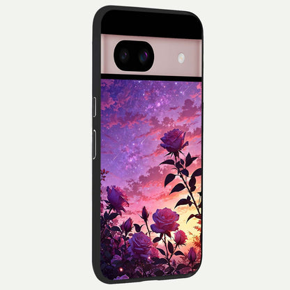  Starlit Rose Twilight back cover For Google Pixel 8 slim fit glass case with vibrant aesthetic design
