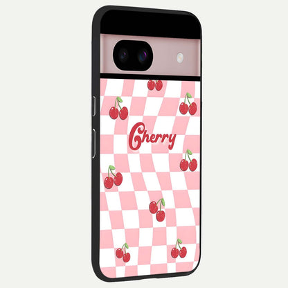  Sweet Cherry Vibes back cover For Google Pixel 8 slim fit glass case with vibrant aesthetic design