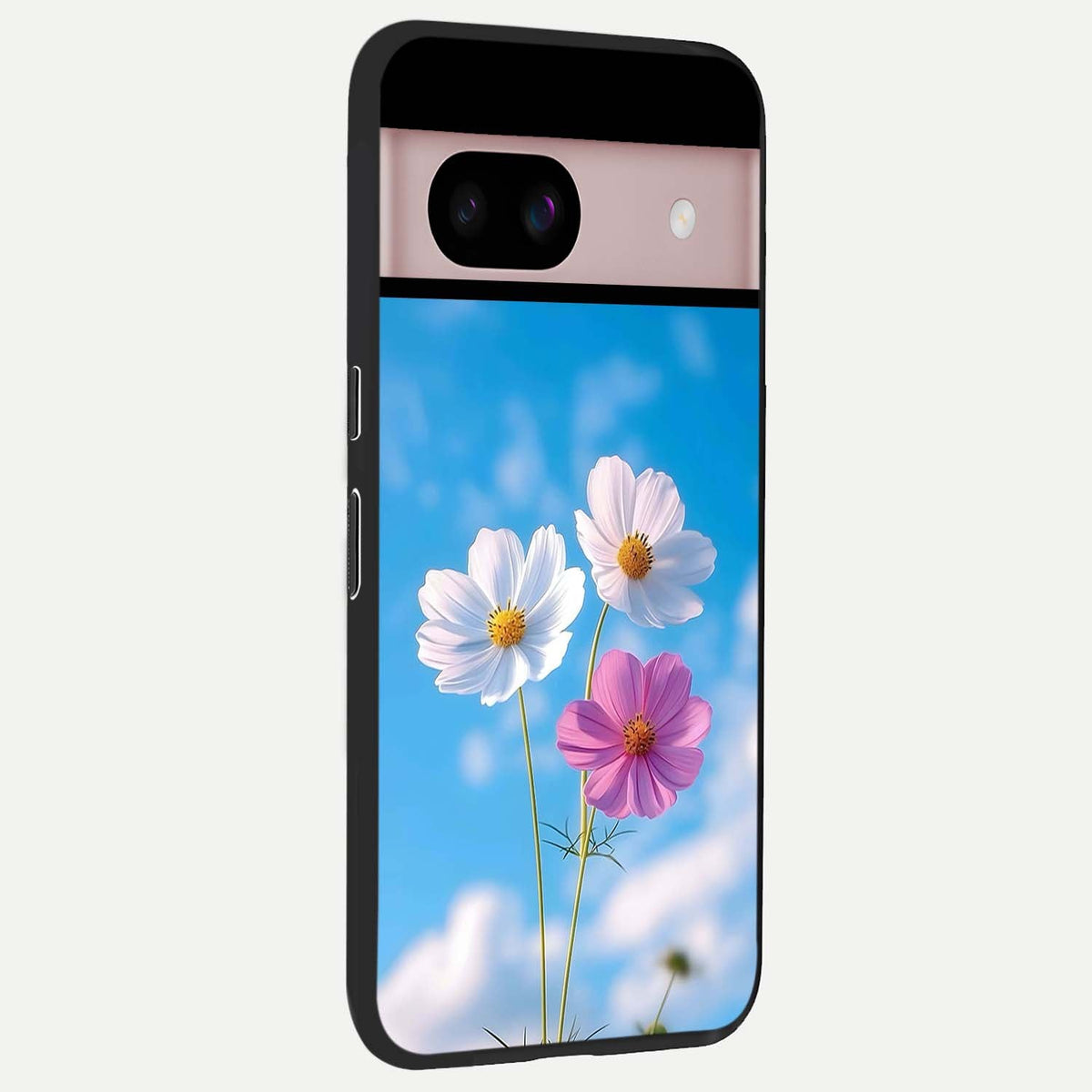  Tripple Flowers With Sky back cover For Google Pixel 8 slim fit glass case with vibrant aesthetic design