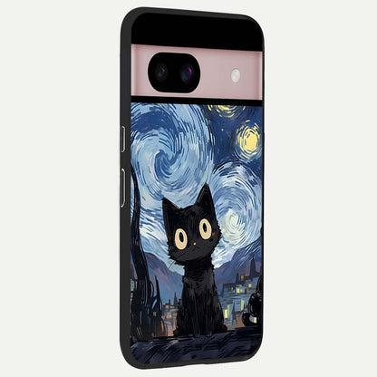 Van Gogh Cat back cover For Google Pixel 8 slim fit glass case with vibrant aesthetic design