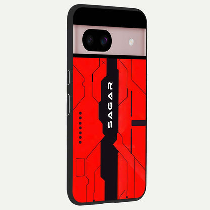  Voltage Rise CYBERPUNK Custom Name back cover For Google Pixel 8 slim fit personalized glass case with bold cyberpunk design