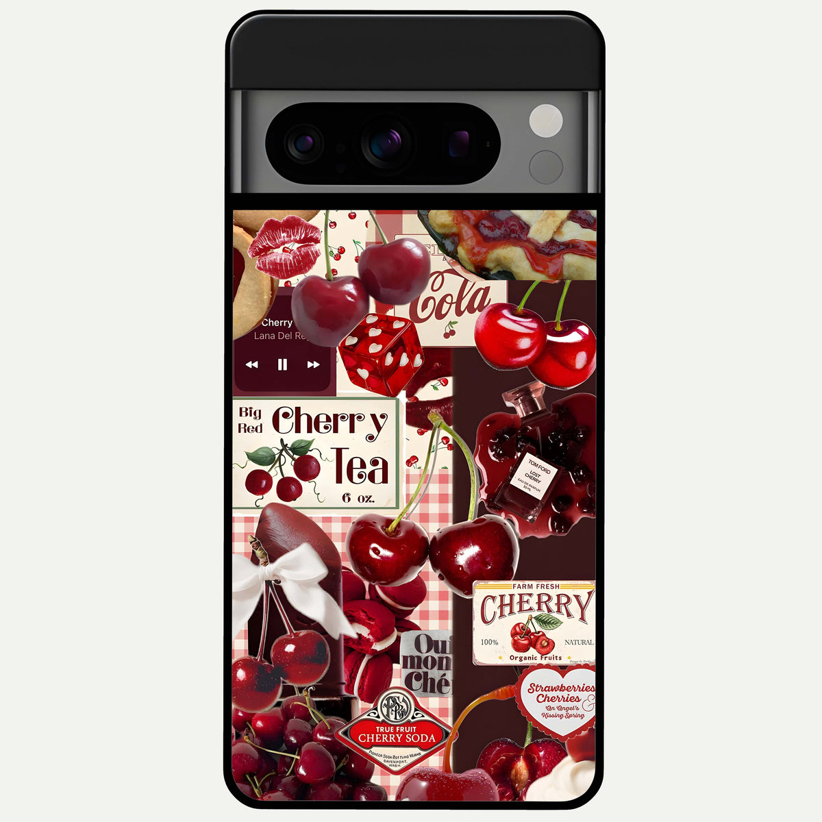  Aesthetic Cherry Tea Glass Case For Google Pixel 8 Pro back cover – full design glossy printed glass finish