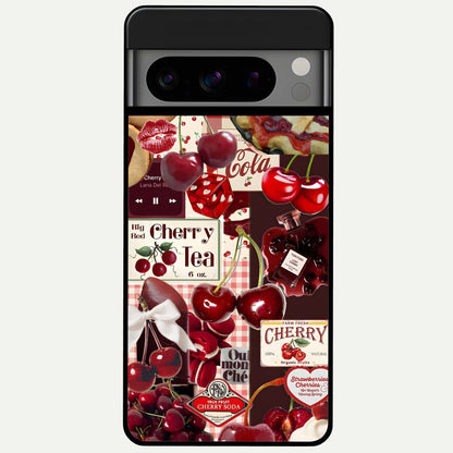  Aesthetic Cherry Tea Glass Case For Google Pixel 8 Pro back cover – full design glossy printed glass finish