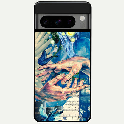  Aesthetic Divider Glass Case For Google Pixel 8 Pro back cover – full design glossy printed glass finish