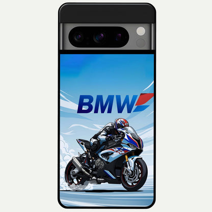  BMW Power Drift Glass Case For Google Pixel 8 Pro back cover – full design glossy printed glass finish