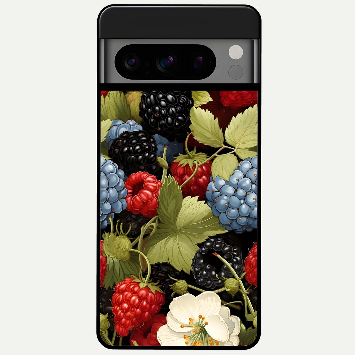  Berry Bloom Charm Glass Case For Google Pixel 8 Pro back cover – full design glossy printed glass finish